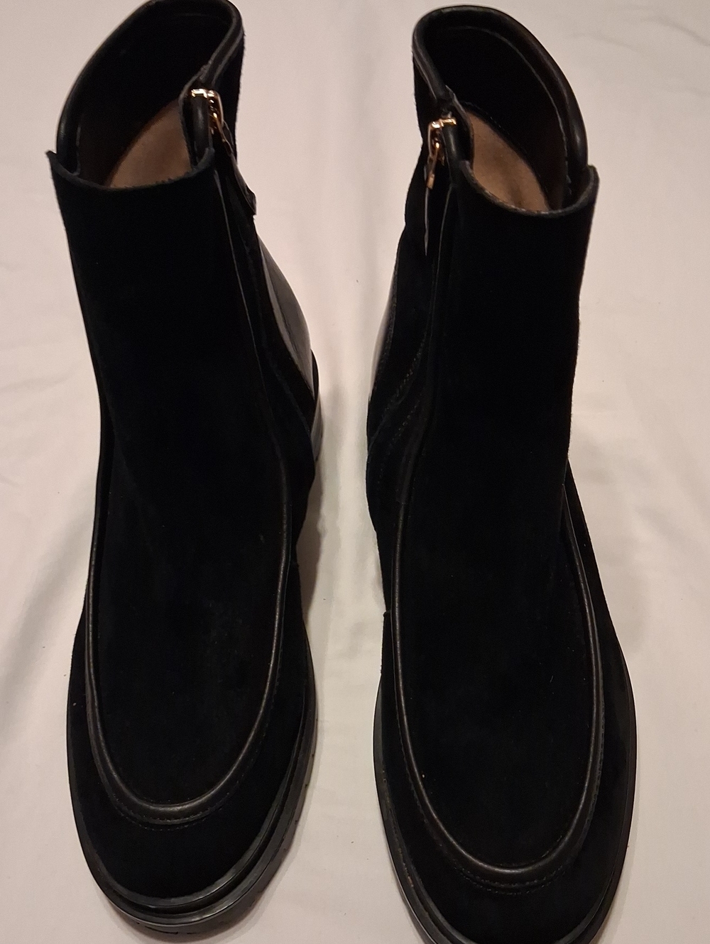 Lauren ralph black suede zip ankle boots.